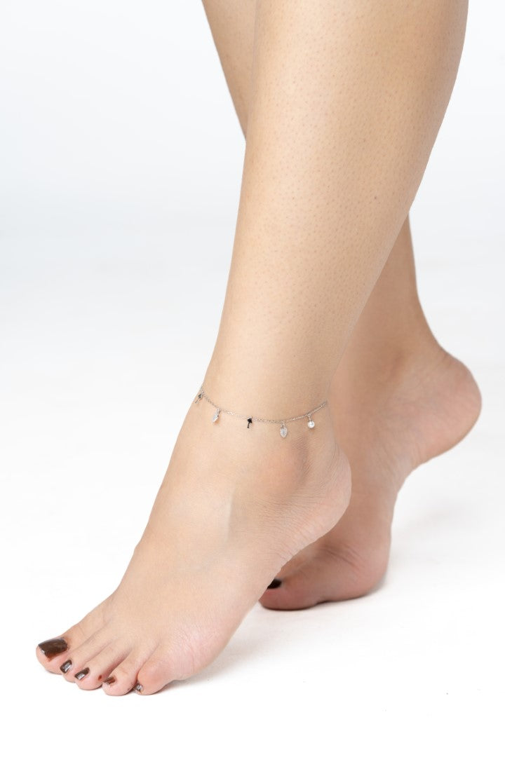 Lock Charm Anklet in Silver