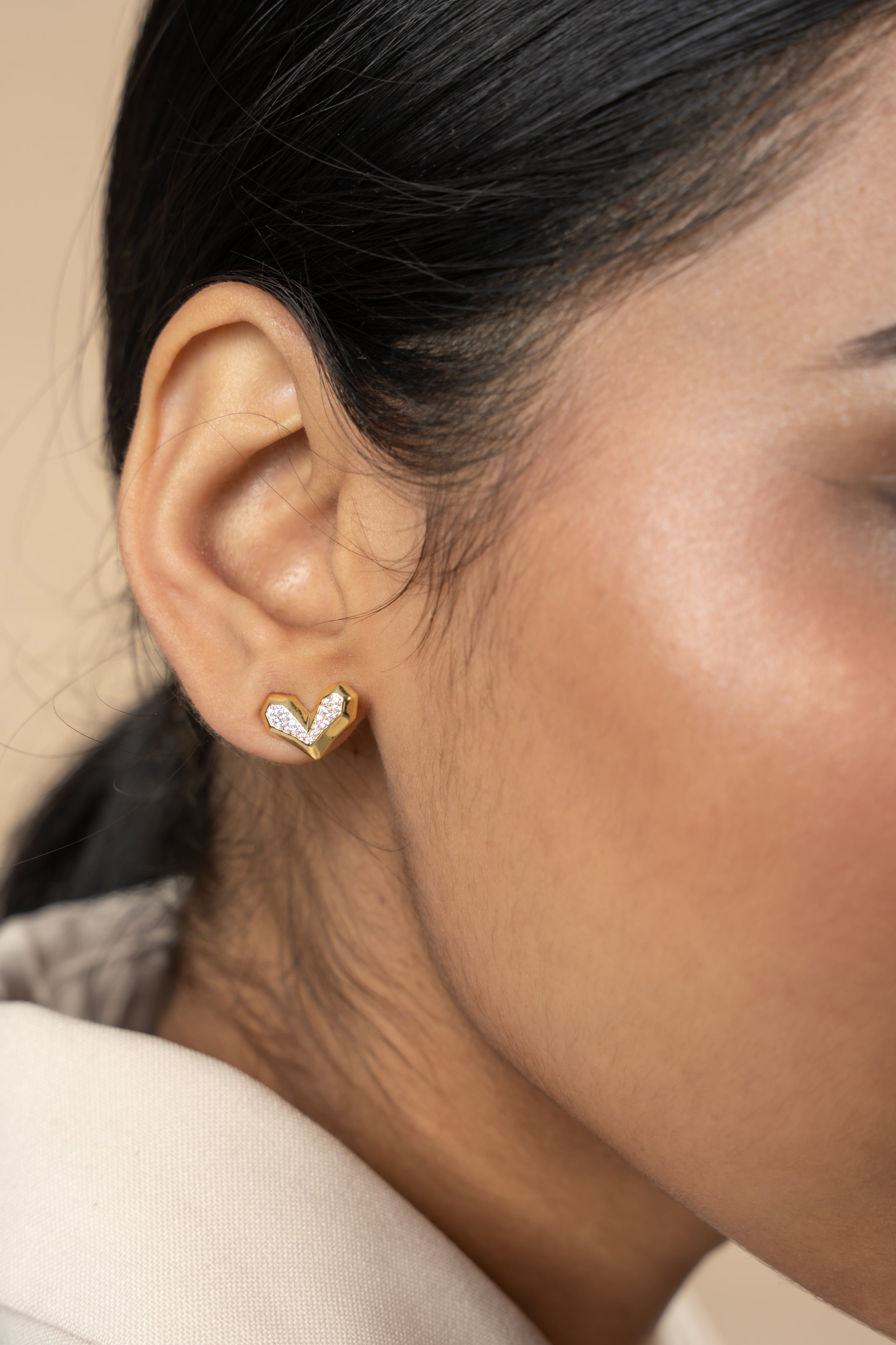 Golden Heart Studs